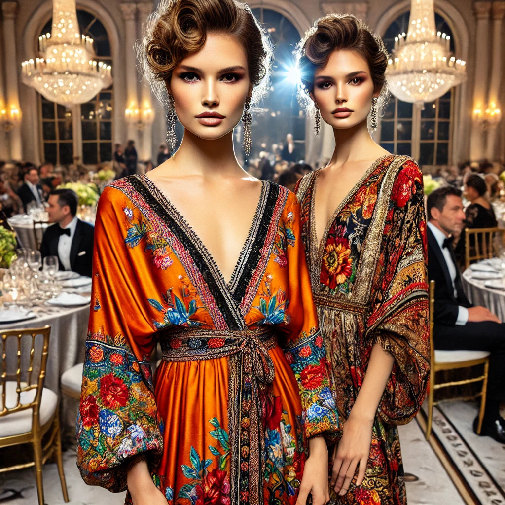 women wearing bohemian kaftan dresses in formal event in USA