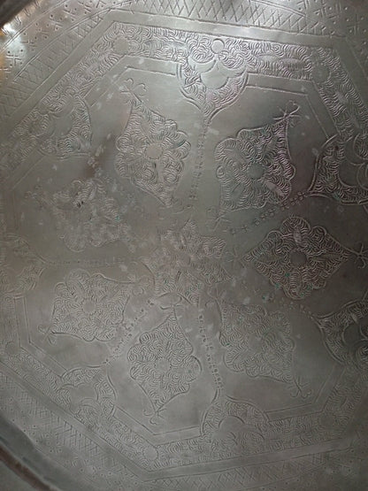 18th century Large Moroccan silver coffee tea tray serving - Heritage Handmade