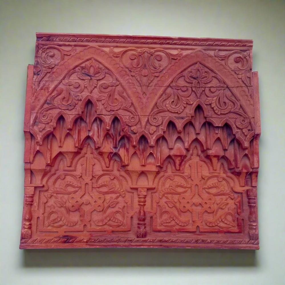 18th century Moroccan carved wood wall panel wood - Heritage Handmade