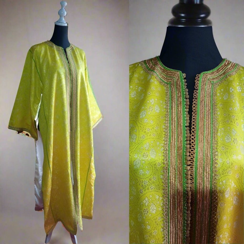 60s long Metalic Moroccan Brocade Caftan - Heritage Handmade