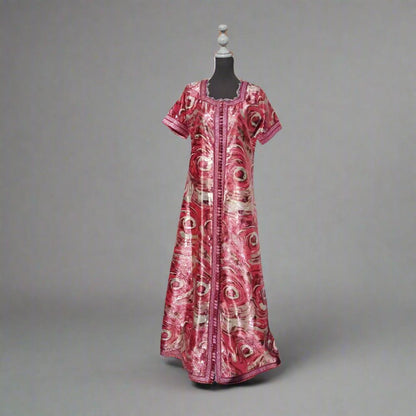 70s Sequin Red and Silver Caftan dress - Heritage Handmade