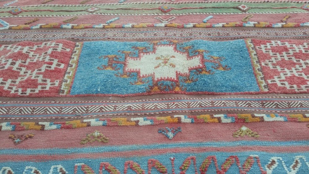 7×9 Antique Blue Moroccan Rug to USA - Boho Rug for sale - Heritage Handmade