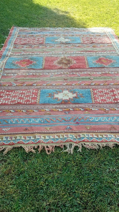 7×9 Antique Blue Moroccan Rug to USA - Boho Rug for sale - Heritage Handmade