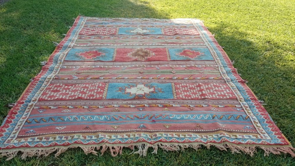 7×9 Antique Blue Moroccan Rug to USA - Boho Rug for sale - Heritage Handmade