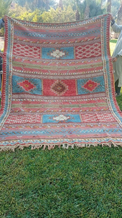 7×9 Antique Blue Moroccan Rug to USA - Boho Rug for sale - Heritage Handmade