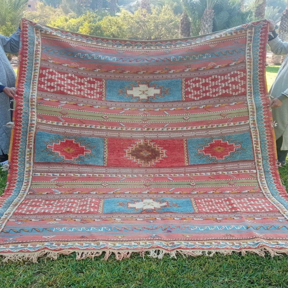 7×9 Antique Blue Moroccan Rug to USA - Boho Rug for sale - Heritage Handmade