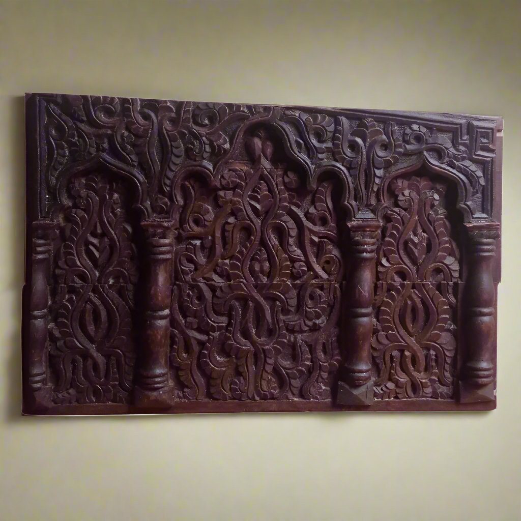 Antique Moroccan Carved Wood Panel