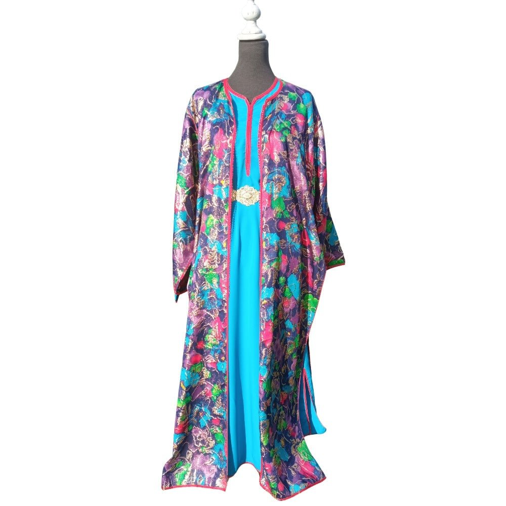 Antique Metallic 2 Piece Moroccan Caftan for Women