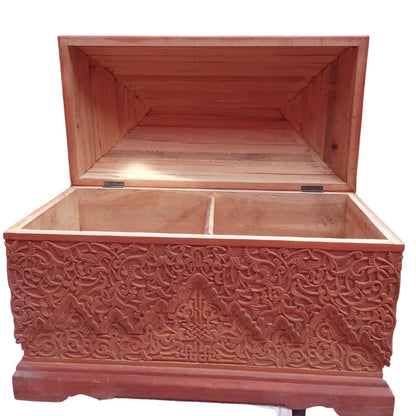 Moroccan Hand Carved Wood Trunk at Heritage Handmade - Heritage Handmade1stdibs