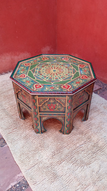 19th Octagonal painted Moroccan Large coffee table