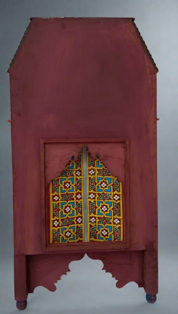 Vintage Large Moroccan Moorish painted wall door /Carved Mirror frame