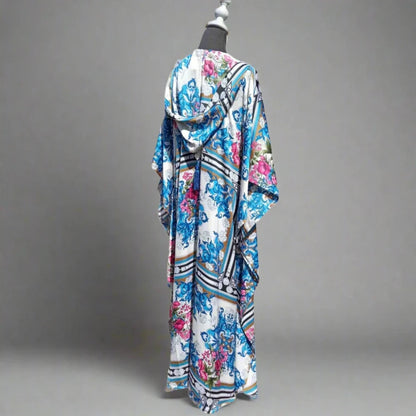 handmade floral silk hooded kaftan by heritage handmade