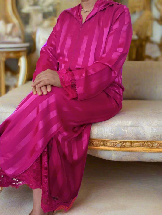 Moroccan Fuschia djellaba for women 