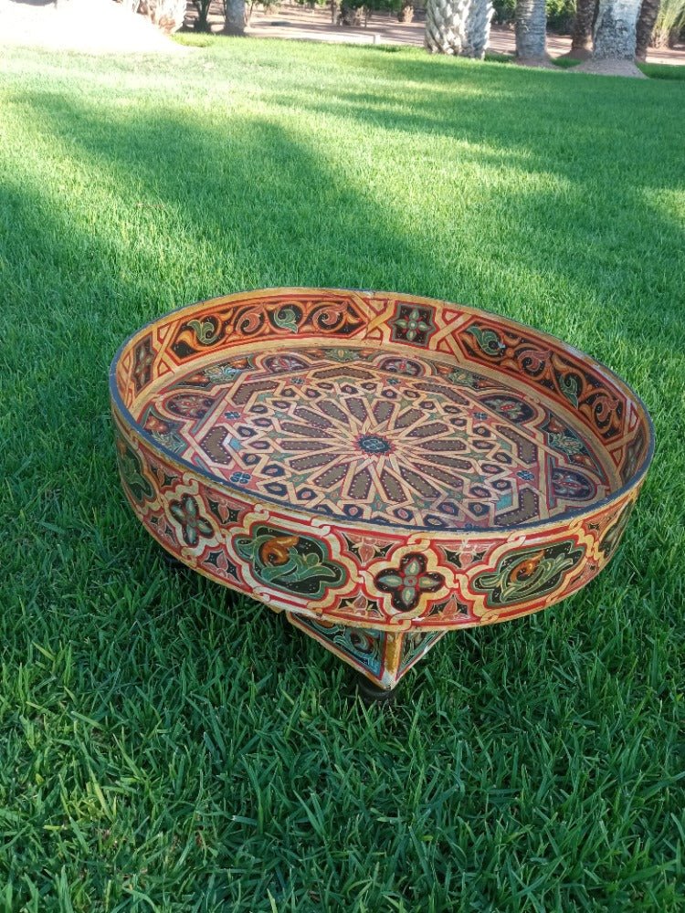 Antique Hand Painted Moroccan Coffee Table