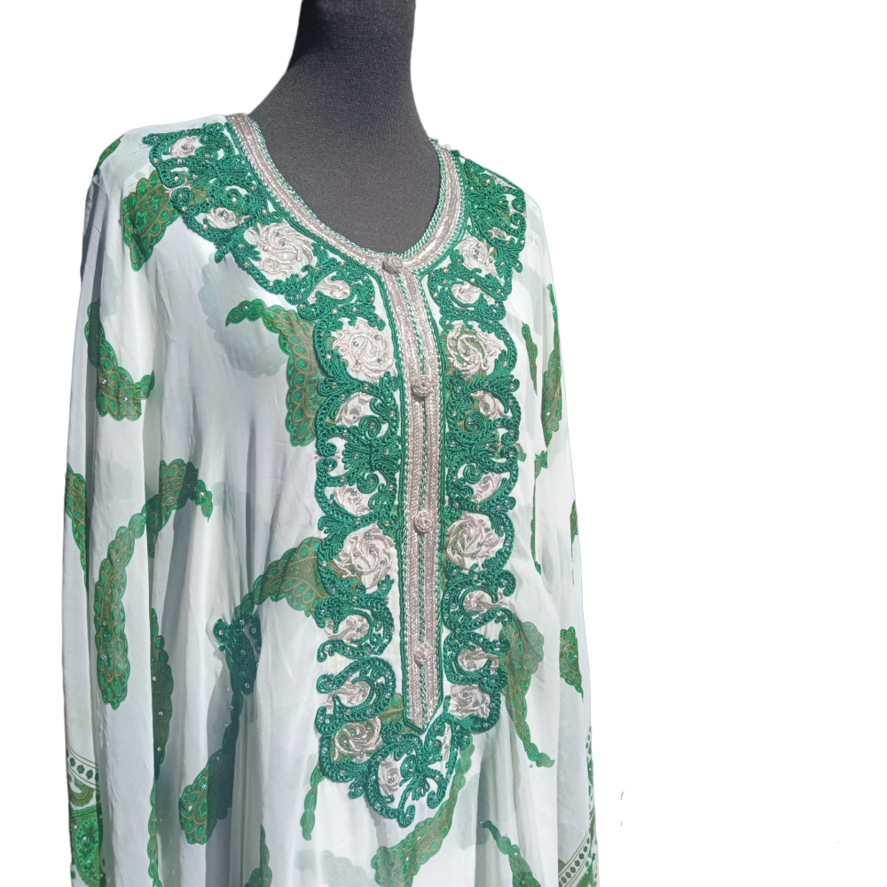 Green Moroccan Gandoura Caftan 