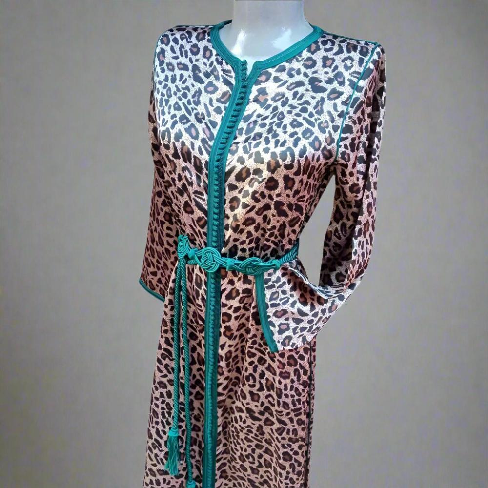 New LEOPARD Moroccan Kaftan dress with Belt