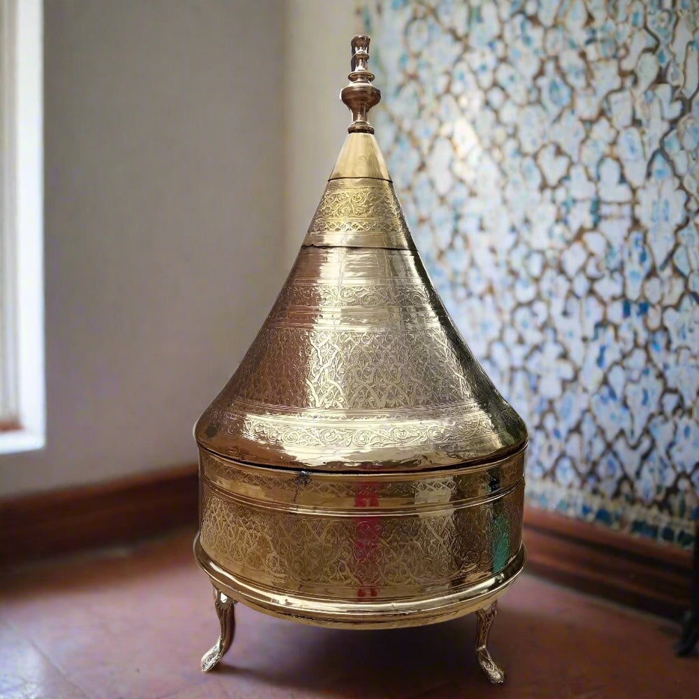 Moorish hand carved Brass Tagine