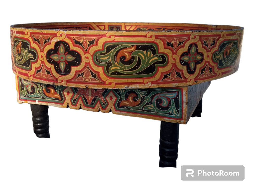 Antique Hand Painted Moroccan Coffee Table