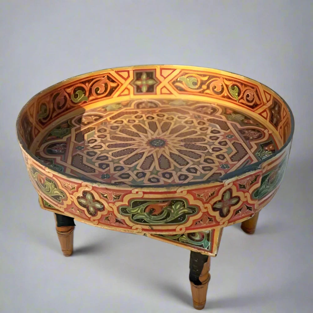 Antique Hand Painted Moroccan Coffee Table for sale - Heritage Handmade