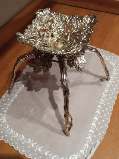 Antique Silver Grapevine Stand Bowl - Heritage Handmade