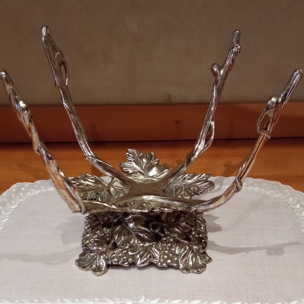 Antique Silver Grapevine Stand Bowl - Heritage Handmade