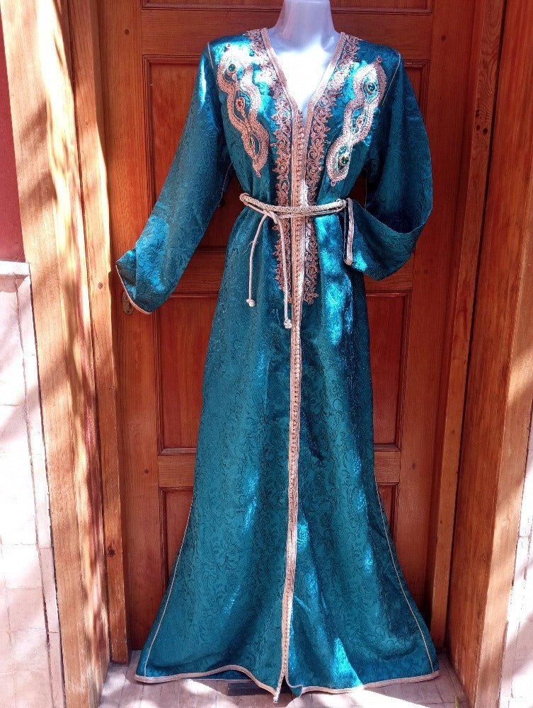 Beaded Wedding Brocade Moroccan Caftan Dress - Free shipping - Heritage Handmade