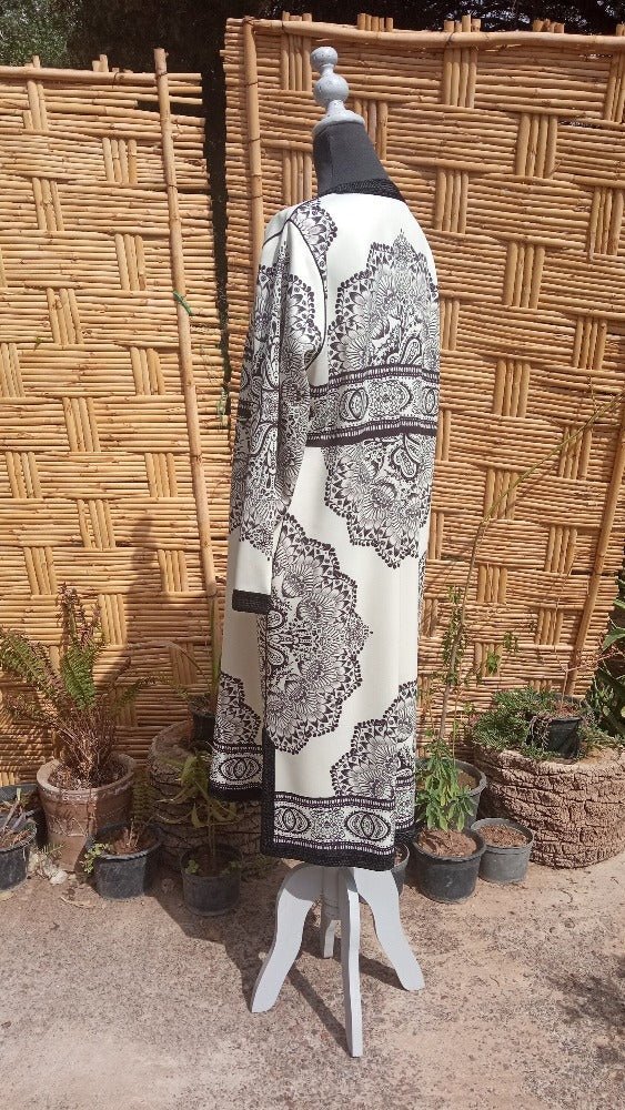 Black and White Moroccan Formal tunic coat for sale - Heritage Handmade