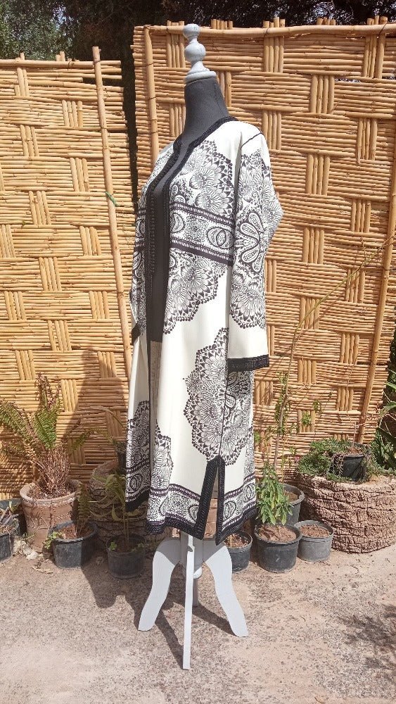 Black and White Moroccan Formal tunic coat for sale - Heritage Handmade