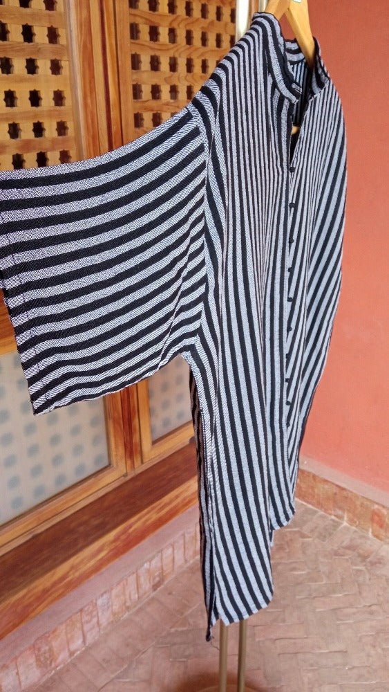 Black Linen strip summer shirt for men for sale - Heritage Handmade