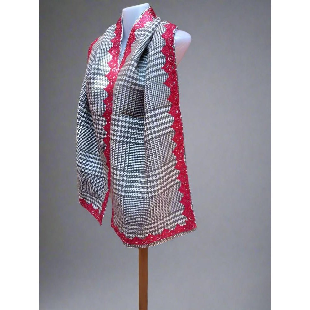 Buy Reversible Embroidered Moroccan Cashmere knit Wrap Scarf - Heritage Handmade