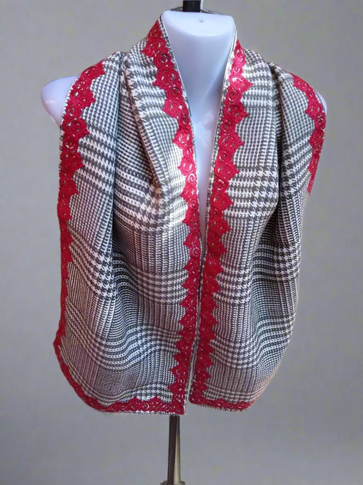 Buy Reversible Embroidered Moroccan Cashmere knit Wrap Scarf - Heritage Handmade