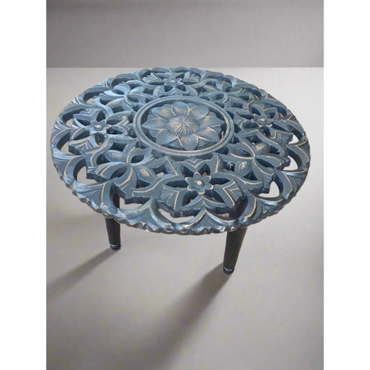 Circle Oriental Carved Wood Coffee Table MDF - Heritage Handmade