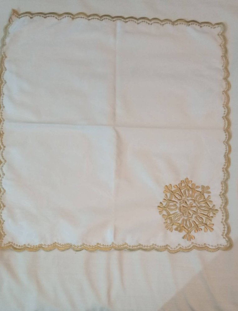 Embroidered 2 round piece Moroccan Tablecloth in Gold - Heritage Handmade