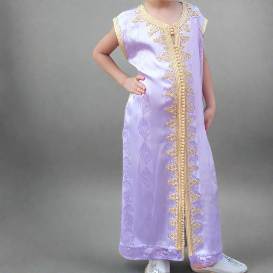 Embroidered Moroccan Sleeveless Kaftan for kids - Heritage Handmade