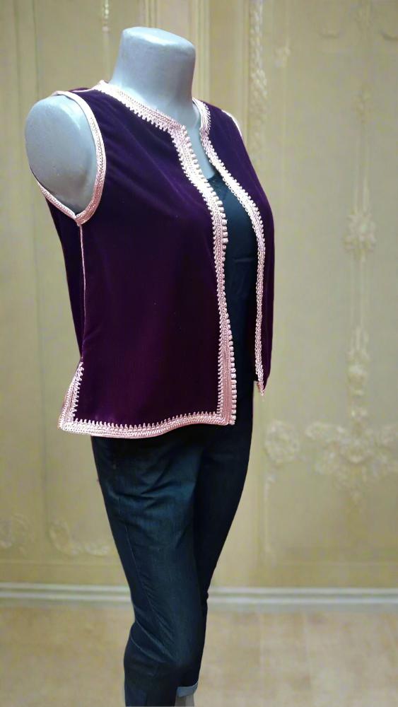 Embroidered Purple Moroccan velvet jacket for women - Heritage Handmade