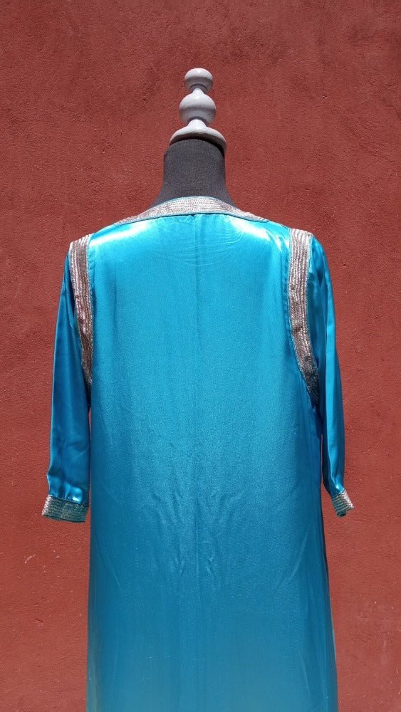 Embroidered Satin silk Moroccan Kaftan dress - Heritage Handmade