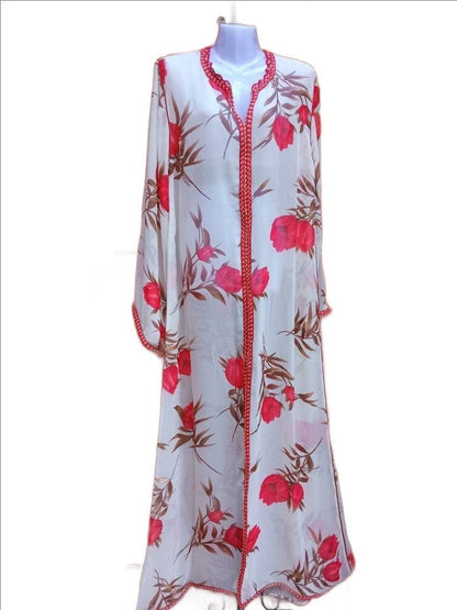 Floral Summer Moroccan Kaftan wedding dress - Heritage Handmade