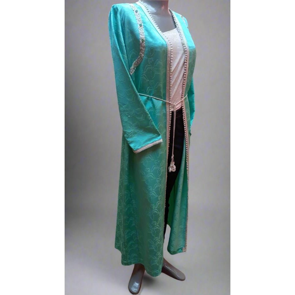 Green Metallic Moroccan Brocade caftan - Heritage Handmade