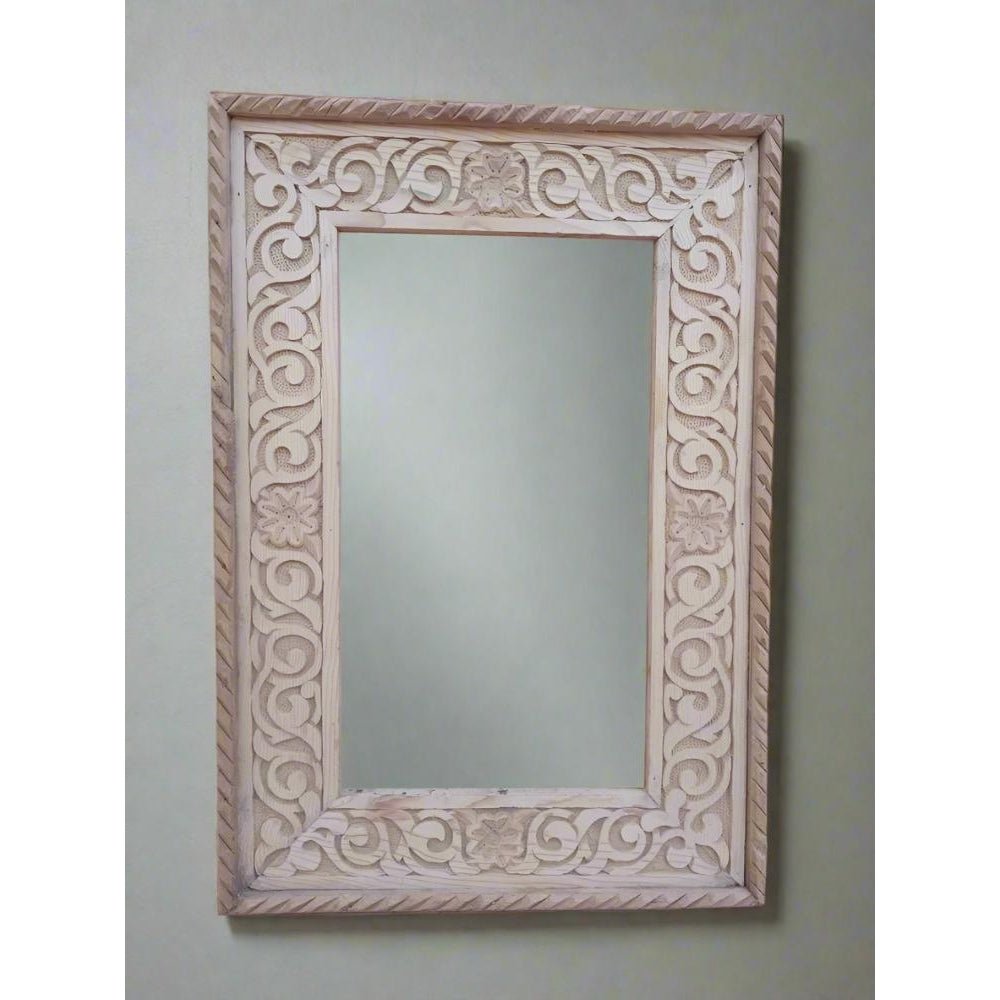 Hand carved Moroccan Cedar Wood Mirror - full length mirror wood frame - Heritage Handmade