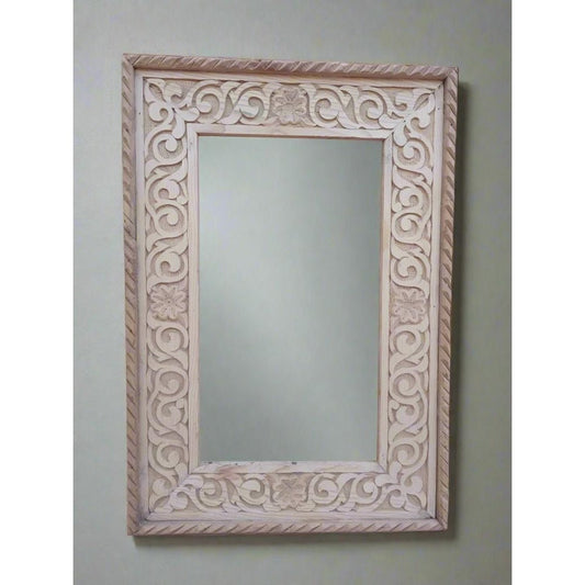 Hand carved Moroccan Cedar Wood Mirror - full length mirror wood frame - Heritage Handmade