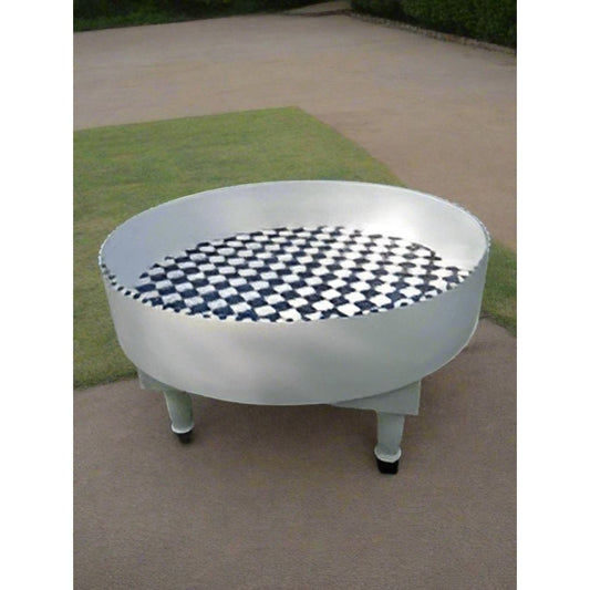 Hand painted Moroccan Low coffee table checkered patterns - Heritage Handmade