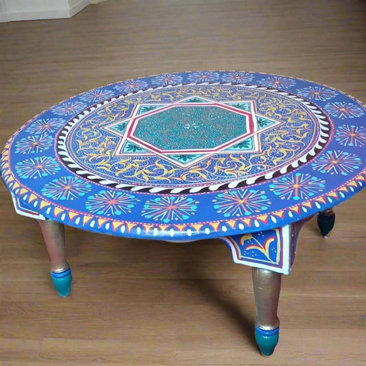 Hand Painted Moroccan Round coffee table to USA - Free shipping - Heritage Handmade