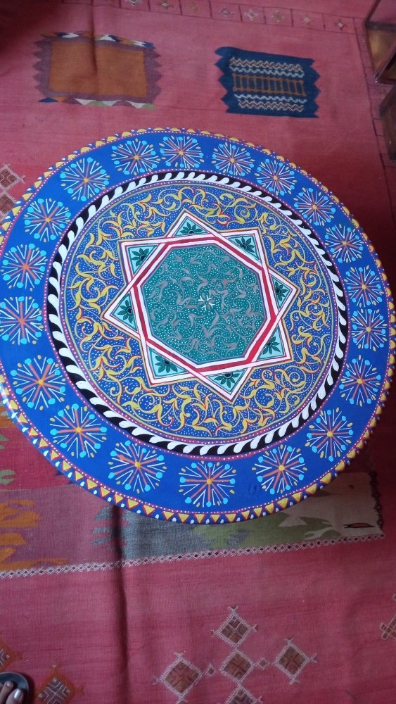 Hand Painted Moroccan Round coffee table to USA - Free shipping - Heritage Handmade