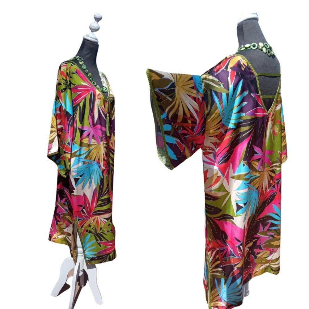 Hawaiian Satin Kaftan Dress - Heritage Handmade