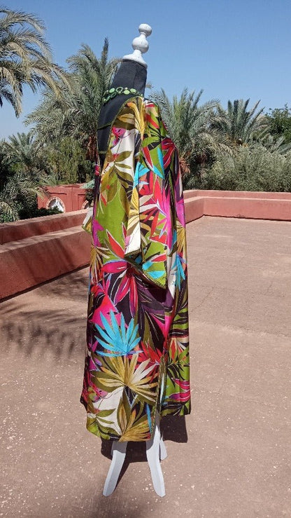 Hawaiian Satin Kaftan Dress - Heritage Handmade