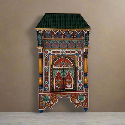 Vintage Large Moroccan Moorish painted wall door /Carved Mirror frame