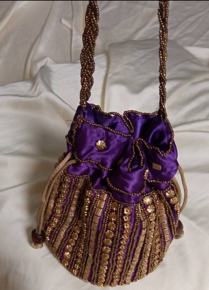 Double Your Style with Set of 2 Beaded Drawstring Bags - Fashion Accessory