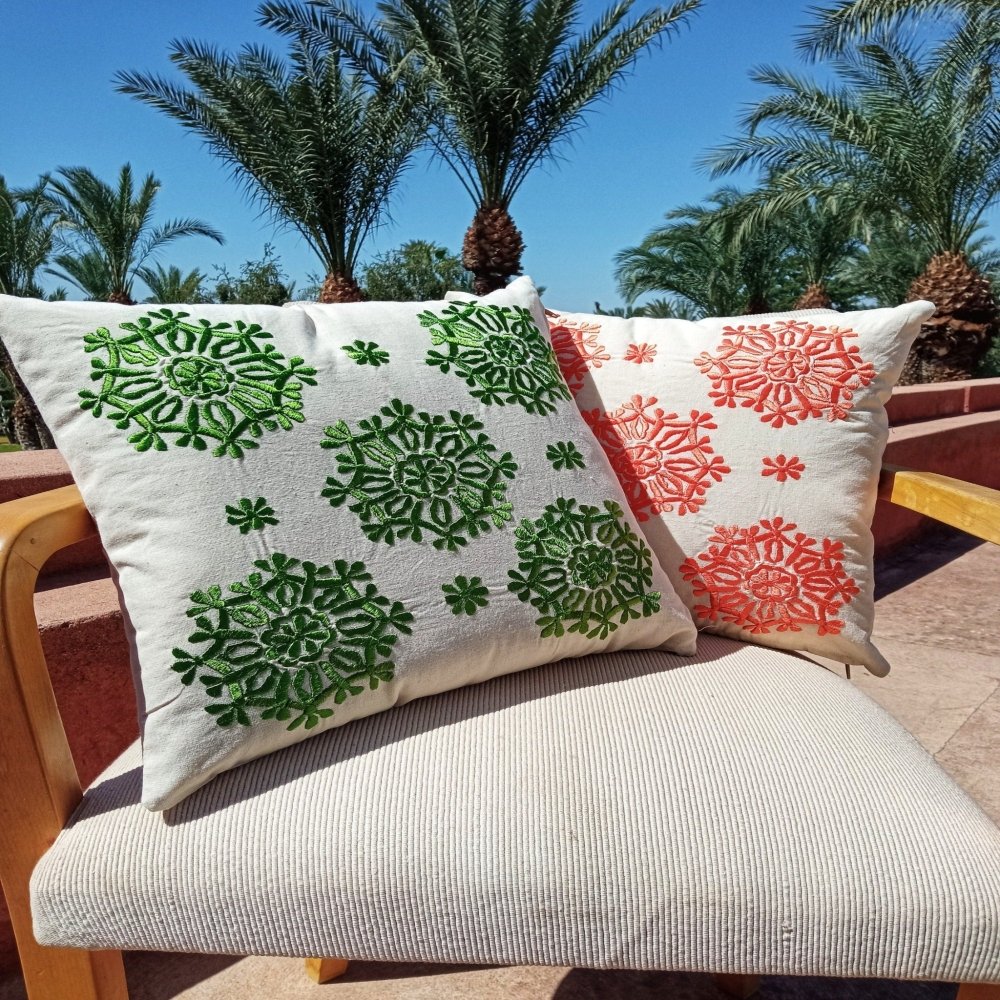 set of 2 Embroidered Moroccan Throw pillow covers