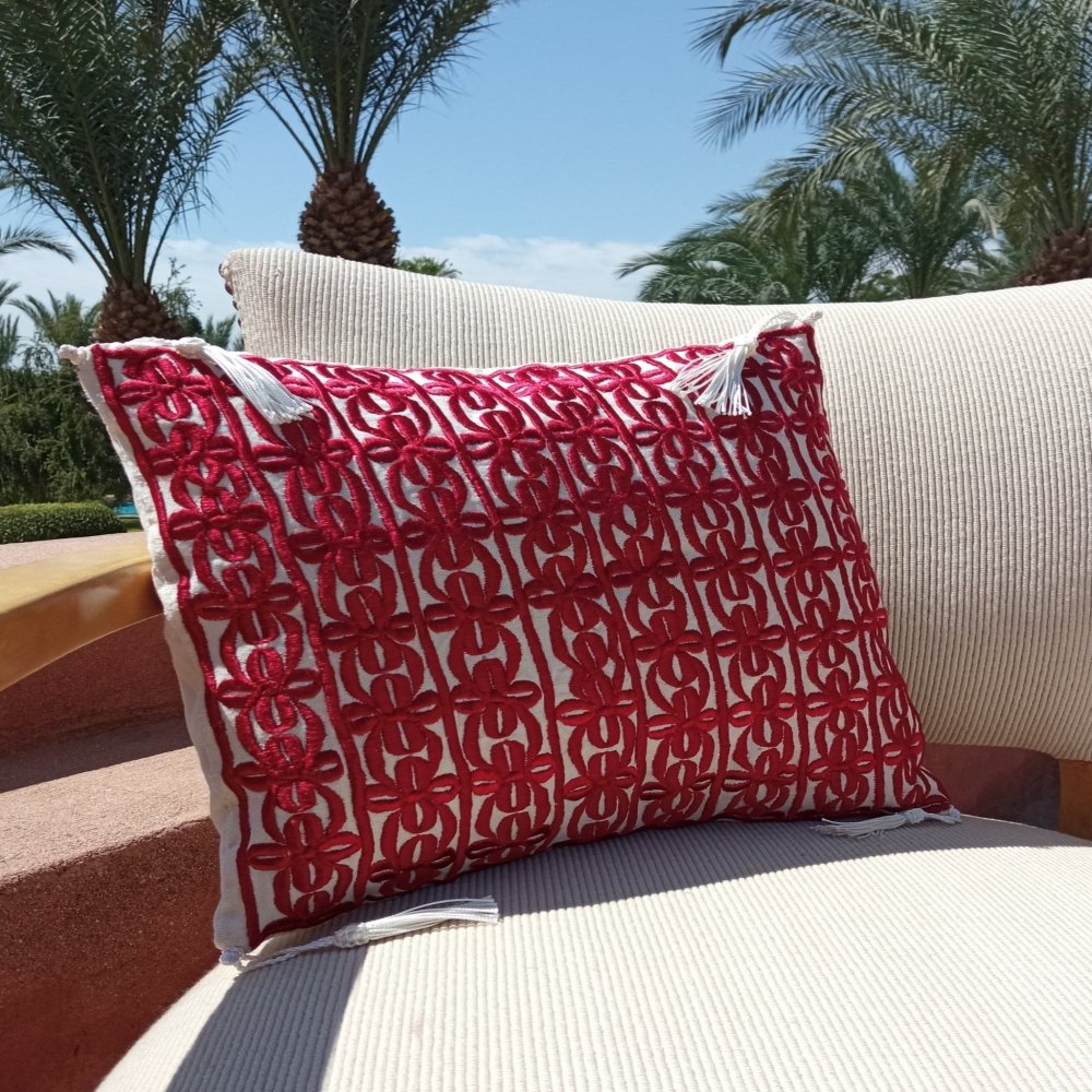 Set of 2 Decorative Moroccan Red Throw Pillows for sale