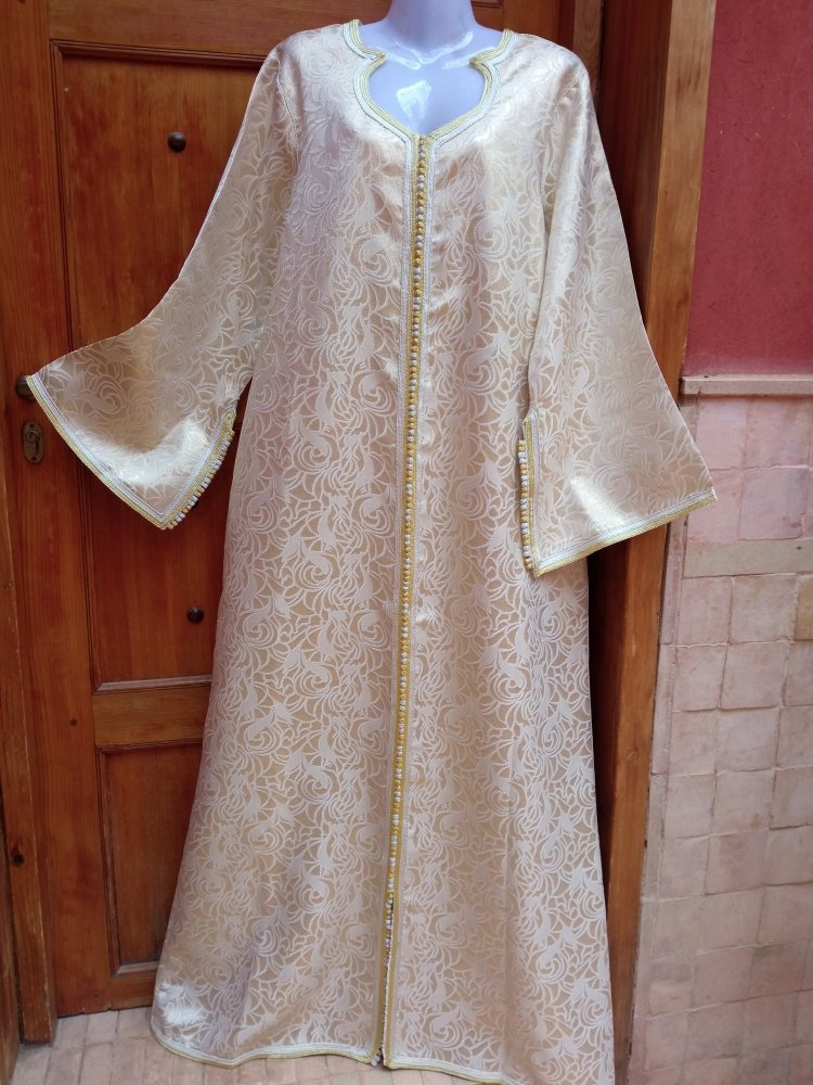 Vintage Brocade Metallic Moroccan wedding Caftan dress